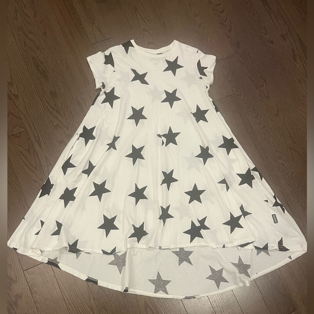 nununu White Dress with Black Star Pattern